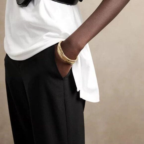 Banana Republic Logan Wool-Blend Trouser size 0P Black - Picture 2 of 4